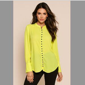 OO LA LA Neon Yellow Blouse XL